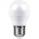 Лампочка светодиодная шар белая колба E27 9 Вт 6400K холодное белое свечение Feron 25806