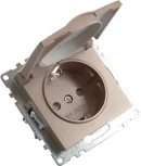 Розетка с заземлением защитной крышкой и шторками (шампань) Stekker Катрин 39594