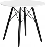 Стол обеденный DOBRIN CHELSEA`80 BLACK (столешница белая, основание черное) 108_BlackBase-TD-LMZL BLACK, цвет столешницы белый, основания черный