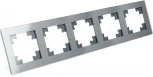 Рамка на 5 постов (серебро) Stekker Катрин 39639