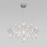 Подвесной светодиодный светильник с хрусталем и регулировкой цветовой температуры Bogate's Tense 443/1 хром (220V, подвески, пульт управления, на тросе)
