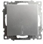 Выключатель одноклавишный с подсветкой (серебро) Stekker Катрин 39577
