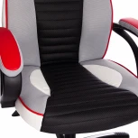 Кресло PILOT кож/зам/ткань, черный перфорированный/св.серый/красный, 36-6/06/TW-14/36-161 Tetchair 15288