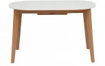 Стол обеденный раскладной BOSCO (Боско) основание бук, столешница мдф, 120+30*80см, Белый+Натуральный ( Бук) Tetchair 11257
