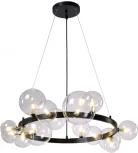 Подвесная люстра светодиодная AGATA SP15 V2 BLACK/TRANSPARENTE (220V, на тросе, шарики)