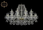 Подвесная большая люстра Art Classic 11.25 11.25.16+8.400.Gd.Sp (220V, хрусталь, на цепи, подсвечник, свеча)