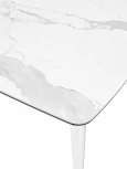 Стол ELIOT 120 HIGH GLOSS STATUARIO Белый мрамор глянцевый, керамика/ белый каркас