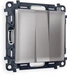 Комплект механизма Ambrella Volt 3-клавишного выключателя ALFA MA505010 Сталь матовый QUANT