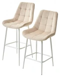 Полубарный стул ХОФМАН, цвет H-06 Бежевый, велюр / белый каркас H=63cm
