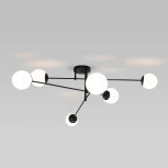 Потолочная люстра Wi-Fi на штанге Eurosvet Netz 30181/6 черный (220V, управление смартфоном, голосовое управление, умный дом - Minimir Home, Алиса, Маруся, Салют, шарики)