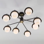 Потолочная люстра Wi-Fi на штанге Eurosvet Nocciola 70106/8 черный (220V, управление смартфоном, голосовое управление, умный дом - Minimir Home, Алиса, Маруся, Салют, шарики)