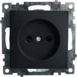Розетка без заземления со шторками (черный) Stekker Катрин 39609