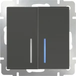 Выключатель двухклавишный проходной с подсветкой (серо-коричневый) WL07-SW-2G-2W-LED (a035911)