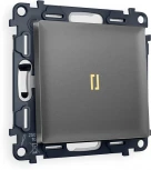 Комплект механизма Ambrella Volt 1-клавишного проходного выключателя с подсветкой 3200K ALFA MA652030 Антрацит серый QUANT