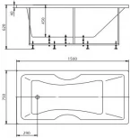 Акриловая ванна Акватек Феникс 150 слив слева, с фронтальным экраном