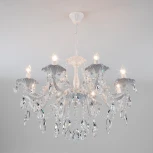 Подвесная люстра Eurosvet Veletta 10108/8 белый/прозрачный хрусталь Strotskis (220V, хрусталь Strotskis, на цепи, свеча)