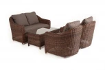 Лаунж-зона из искусственного ротанга, цвет коричневый 4SIS Кон Панна KPS2C2TJ-4-SET brown