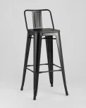 Стул барный Stool Group TOLIX WOOD со спинкой черный глянцевый УТ000000676