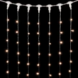 Гирлянда Занавес с Колпачком 2 x 3 м Экстра Тепло-Белый 220В, 600 LED, Провод Прозрачный ПВХ, IP65