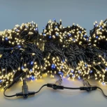 Комплект 5 тепло-белых Нитей по 20м с мерцанием белого диода, 1000 LED, провод черный каучук 2,3мм, IP54 Laitcom ECO1000BLW-11-1WW