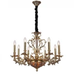 Подвесная люстра Lucia Tucci Firenze 1780.8.2 antique gold (220V, на цепи, подсвечник, свеча, листья, ветки)