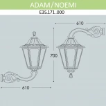 Настенный фонарь уличный Fumagalli Noemi E35.171.000.AXH27 (220V, IP55)