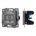 Механизм компьютерной розетки двойной SCT-MPC2-PL-GR-V (RJ-45, CAT6) (Arlight) 049851