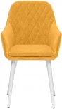 Стул с подлокотниками Слим, каркас Белый, велюр Горчица Leset