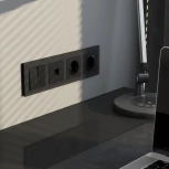 Рамка на 4 поста (черный, стекло soft-touch) Werkel W0043108 (a064575)