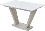 Стол Прага 120 БЕЛЫЙ, стекло/ КАМЕНЬ СВЕТЛЫЙ