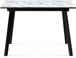 Стеклянный стол Woodville Агни 110(140)х68х76 мрамор белый / черный матовый 528558