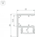 Профиль WALL-2228-2000 ANOD (Arlight, Алюминий) 050466