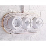 Выключатель на 4 положения двухклавишный (белый) Ретро Werkel W5620001 (a051310)