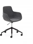 Рабочее кресло Tissiana темно-серого цвета, алюминиевые ножки с черной матовой отделкой La Forma (ex Julia Grup) арт.175086