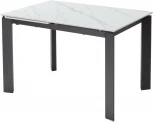 Стол CORNER 120 MATT WHITE MARBLE SINTERED STONE/ BLACK