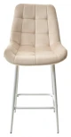 Полубарный стул ХОФМАН, цвет H-06 Бежевый, велюр / белый каркас H=63cm