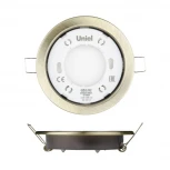 Встраиваемый точечный светильник Uniel GX53/H2 ANTIQUE BRASS 10 PROM (220V, круглые)