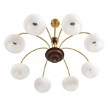 Потолочная люстра на штанге Lumion Larina 8323/8C латунь/белый, металл/стекло/дерево E27 8*60W 220V