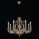 Подвесная люстра Lucia Tucci Firenze 1780.8.2 antique gold (220V, на цепи, подсвечник, свеча, листья, ветки)