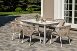 "Венето" обеденная группа на 6 персон со стульями "Милан", каркас белый, роуп бежевый 4SIS арт.УТ-00009334