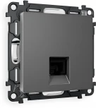 Комплект механизма Ambrella Volt телефонной розетки ALFA MA662030 Антрацит серый RJ-11(4P4C) с защитной шторкой QUANT