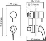 Смеситель Wasserkraft Sauer 7171 С ВНУТРЕННЕЙ ЧАСТЬЮ, для ванны с душем