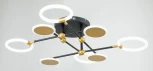 Люстра потолочная светодиодная на штанге Cassiopeia 10247/8 LED LED*63W Black/Gold (регулировка яркости, 220V, пульт управления, кольцо)