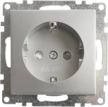 Розетка с заземлением и шторками (серебро) Stekker Катрин 39582