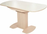 Стол Корсика, Дуб выбеленный/Стекло молочное, Аврора