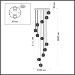Подвесная люстра каскадная Odeon Light Crystal 5007/56L ром/металл/акрил LED 56W 4000K 4711лм (220V, на проводе)