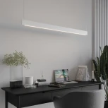 Подвесной линейный светильник Novotech Iter 359547 белый диммир. со сменой цв.темпер. (пульт ДУ/прилож. Smart Life) LED 12/24W 220V 3000-5700К (регулировка яркости, умный дом - Алиса, Tuya Smart, Smart Life, на тросе)