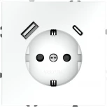Розетка с заземлением, шторками и USB Type A+С (белый матовый) Voltum S70 VLS040502