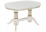 Деревянный стол Woodville Герцог молочный с золотой патиной 406086