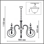 Подвесная люстра Lumion Laoka 8032/10 хром, металл/хрусталь Е14 10*40W 220V (подвески, на цепи, подсвечник, свеча)